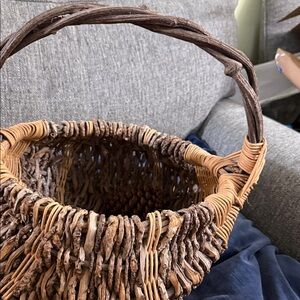 Rustic Woven Basket with Handle